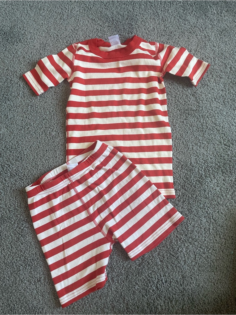 Hanna Andersson HannaJams Kids Short John PJ Set size 8 Orange Stripe